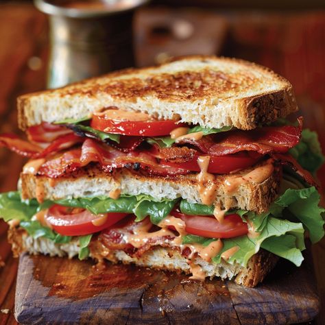 The Secret To An Unbelievable BLT Is In This Spicy Sauce Blt Sauce Dressings, Elevated Blt Sandwich, Spicy Blt Sandwich, Loaded Blt Sandwich, Blt Sauce Recipes, Ultimate Blt Sandwich Recipes, Fancy Blt Sandwich Recipes, Blts Sandwiches, Blt Sandwich Sauce