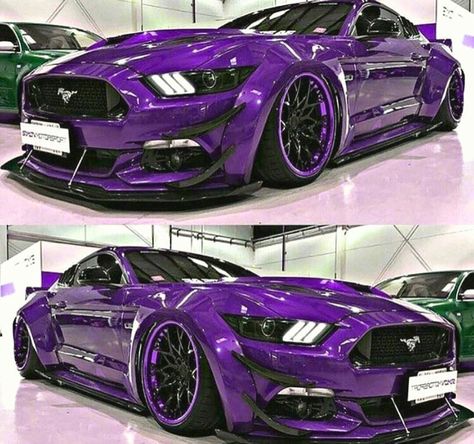 The Purple One custom widebody Mustang GT 5.0 Widebody Mustang, Purple Cars, Purple Mustang, Kereta Sport, Big Cars, Ford Mustang Bullitt, Aventador Lamborghini, Mustang Gt500, Purple Car