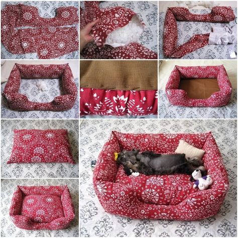 DIY Fabric Pet Sofa Dog Bed Sewing Pattern, Cat Bed Pattern, Katt Diy, Diy Cat Bed, Diy Pet Bed, Pet Sofa Bed, Diy Dog Bed, Pet Sofa, Dog Clothes Patterns