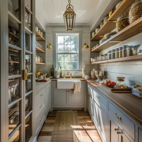 7 Gorgeous Small Butlers Pantry Ideas - The White Laurel Small Butlers Pantry Ideas, Narrow Walk In Pantry, Small Butlers Pantry, Butler Pantry Decor, Butlers Pantry Ideas Layout, Butler Pantry Ideas, Butlers Pantry Ideas, Pantry Layout, Kitchen Butlers Pantry