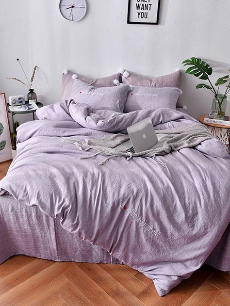 Lilac Room Aesthetic, Lilac Bedroom Aesthetic, Bedroom Ideas Lavender, Lavender Bedroom Decor, Lilac Bedroom Ideas, Purple Bed Sheets, Bedroom Lavender, Purple Room Aesthetic, Lilac Room