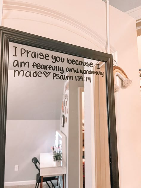 Motivational Quotes For Mirrors, Mirror With Pictures, Mirror Encouragement Words, Good Bible Verses To Put On Your Mirror, Scriptures To Put On Mirror, Verses To Put On Mirror, Sayings On Mirrors, Quotes To Put On Mirror, Cute Quotes To Write On Your Mirror