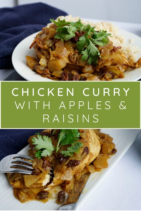 Chicken Apple Curry Recipe, Curry With Apples, Apple Curry Recipes, Curry Casserole Recipes, Chicken With Raisins, Apple Chicken Curry, 3 Meals A Day Plan, December Meals, Apple Curry