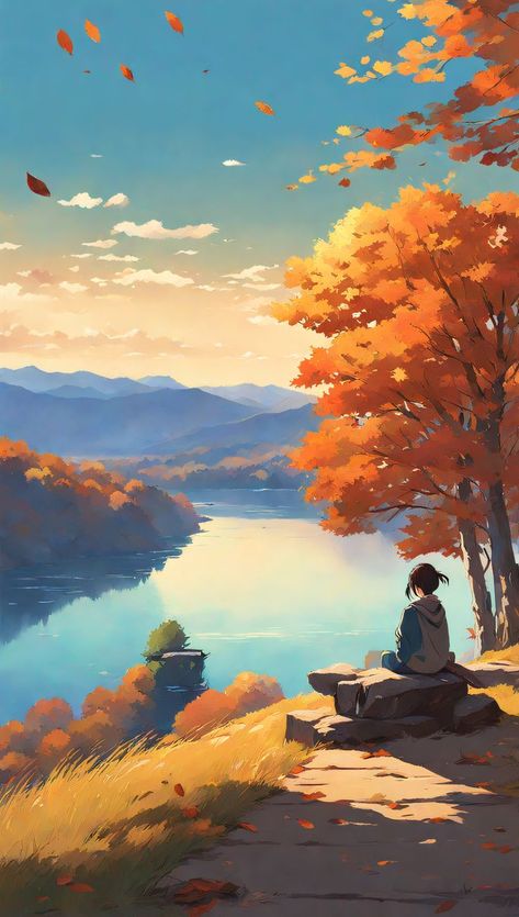 Aesthetic Japanese Wallpapers: Serene Beauty for Your Screen Fall Animated Wallpaper, Anime Fall Wallpaper, Fall Anime Wallpaper, Autumn Anime Wallpaper, Ghibli Autumn, Calm Aesthetic Wallpaper, Autumn Digital Art, Anime Autumn, Japanese Wallpapers