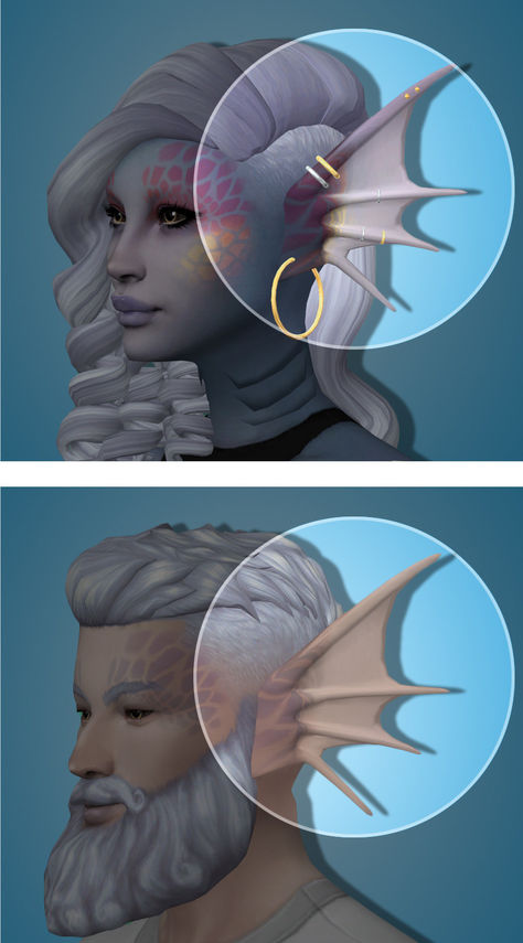 These Siren Ears by tekri are the perfect CC for any mermaid build. Add these into your next TS4 session and you'll have plenty of fun in CAS building your your merman or merwoman! Totally maxis match too Ts4 Mermaid Tail Cc, Sims 4 Maxis Match Cc Mermaid, Maxis Match Mermaid Cc, Sims 4 Mermaid Cc Tail Male, Sims 4 Mermaid Cc Ears, Merman Cc Sims 4, Sims 4 Mermaid Cc Scales, Sims 4 Cc Maxis Match Occult, Sims 4 Squishmallow