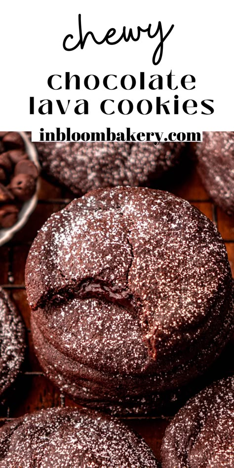 Molten Lava Cupcakes, Gooey Chocolate Lava Cookies, Extreme Chocolate Desserts, Decadent Desserts Chocolate, Desserts For Chocolate Lovers, Lava Cookies Recipe, Molten Lava Cake Cookies, Chocolate Lava Cookies Recipes, Chocolate Lava Brownie Cookies