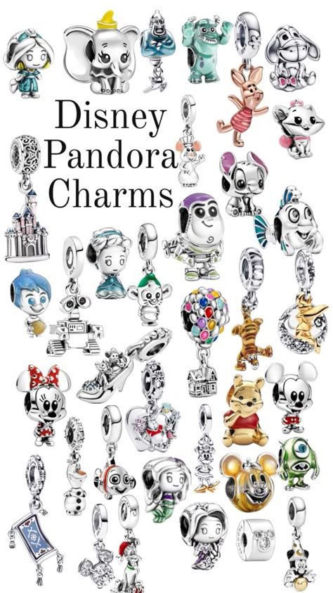 Disney Pandora Charms, Pandora Charms Pink, Disney Pandora Bracelet, Disney Pandora, Pandora Bracelet Charms Ideas, Pandora Bracelet Designs, Pandora Jewelry Charms, Disney Charms, Pandora Disney