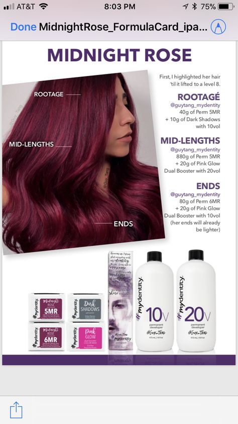 Midnight Rose Hair Color, Guy Tang Hair Color Formulas, Guy Tang Hair Color, Guy Tang Hair, Rose Hair Color, Colored Hair Tips, Midnight Rose, Guy Tang, Color Formulas