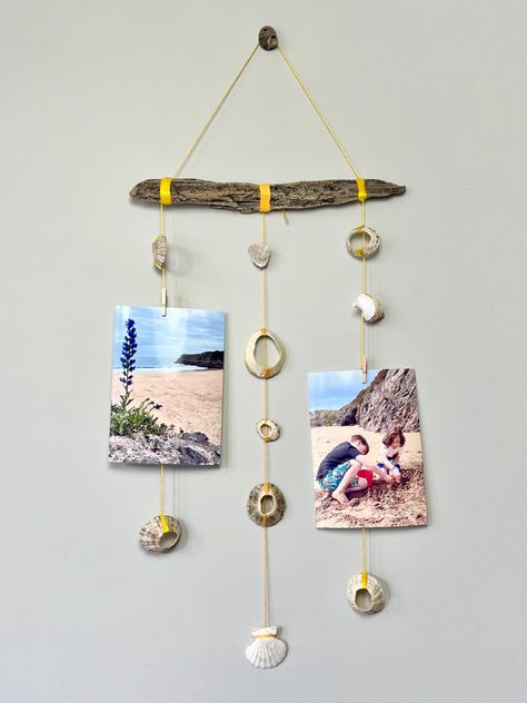 Make a driftwood photo hanger - Mud & Bloom Photo Hanger, Boy Sign, Vbs Crafts, Tide Pools, Beach Photos, Art For Kids