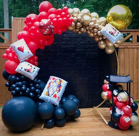 Game Night Balloon Garland, Casino Theme Balloon Arch, Casino Royale Backdrop, Ace Theme Party, Queen Of Hearts Balloon Garland, Casino Night Backdrop, Casino Theme Balloon Garland, Casino Balloon Garland, Casino Backdrop