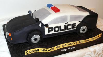 Katy's Kitchen: Police Car Cake Police Car Cake, Car Themed Cake, Police Car Cakes, Police Birthday Cakes, Police Themed Birthday Party, Car Cakes For Boys, Police Officer Birthday, Police Cakes, Police Birthday Party