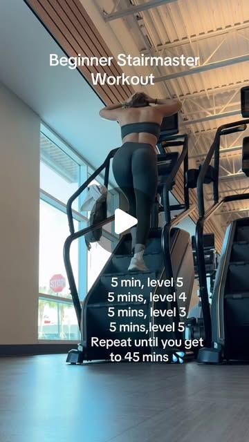 GABY EIDAM⚡️ on Instagram: "SAVE & SCREENSHOT 📸 this beginner friendly stairmaster workout if you’re struggling to get past the first 5 mins 🥵💦  #stairmasterchallenge #haileyfernandes #stairmasterworkout #beginnerstairmasterworkout" Stairmaster Workout 30 Minutes, Stairmaster Workout Beginner, Beginner Stairmaster Workout, Stair Stepper Workout Beginners, Stair Master Before And After, Stairmaster Workout Glutes, Stairmaster Workout Fat Burning, Cardio Machine Workout, Stair Stepper Workout