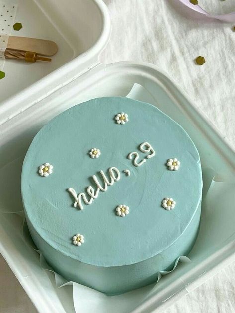 Minicake Ideas Birthday, Birthday Cake 27 Woman, Blue And White Cake Birthdays, Aethstetic Cake, Bento Cake Design Aesthetic, Minimalist Birthday Cake Men, Simple Birthday Cakes For Women, Aestethic Birthday Cake, Cake Aesthetic Minimalist