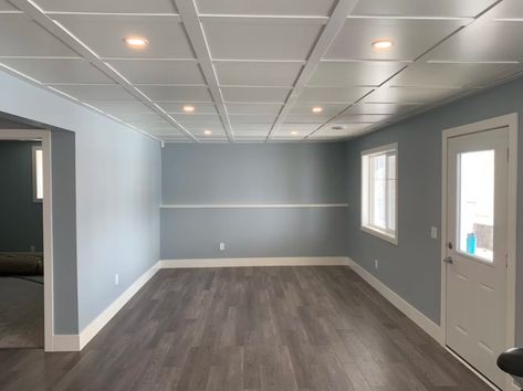 Suspended Ceiling Ideas Basement, Fix Drop Ceiling, Ceiling Tiles For Drop Ceiling, Dropped Ceiling Lights, Basement Remodel Drop Ceiling, Basement Ideas Drop Ceiling, Waynes Coating Ceiling Ideas, Ceiling Ideas For Small Rooms, Finished Basement With Drop Ceiling