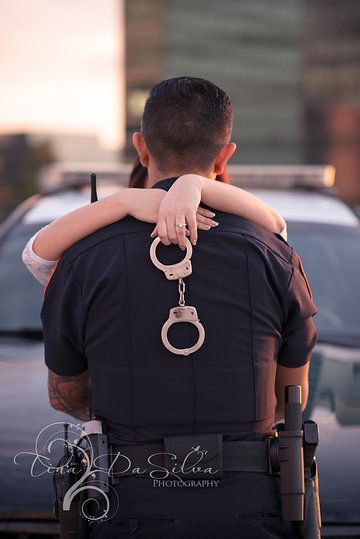 Police theme engagement photos by Tina DaSilva Photography Police Engagement Photos, Theme Engagement Photos, Cop Wedding, Police Officer Wedding, Police Wedding, Police Wife Life, Police Family, Engagement Picture Ideas, Engagement Pictures Poses