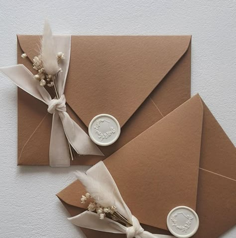 Wax Seal Invitations Wedding, Invitation Envelope Ideas, Shaped Wedding Invitations, Wedding Invitations Brown, Wax Seal Wedding Invitations, Envelope Wedding Invitation, Brown Invitation, Brown Wedding Invitations, Wedding Invitation Diy