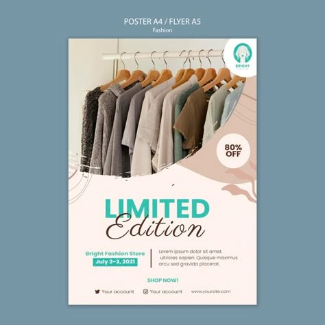 Clothes Sale Poster Design, Summer Sale Flyer Design, Fashion Store Flyer Design, Clothing Poster Design Ideas, Fashion Design Poster Ideas, Clothing Poster Design Layout, Cloth Poster Design, Clothes Advertising Design, Fashion Posters Design