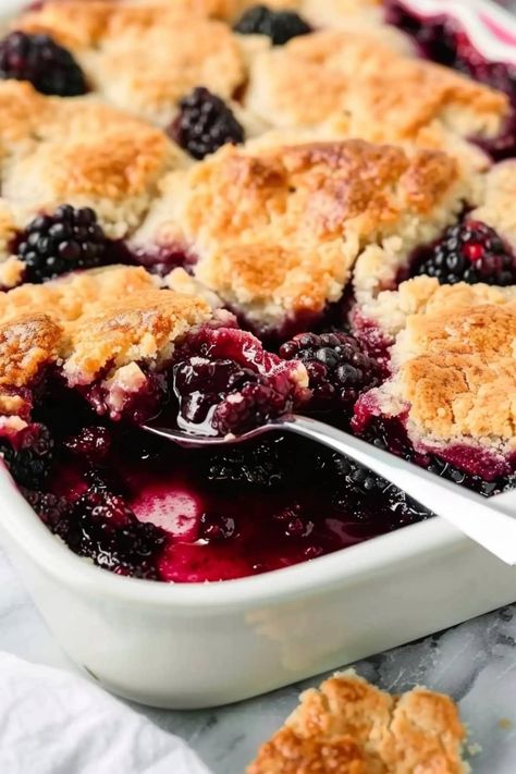 This old-fashioned blackberry cobbler is golden brown and crisp on the edges, jammy and moist in the center, and absolutely scrumptious in every bite. Recipe For Blackberry Cobbler, Old Fashioned Blackberry Cobbler, Mixed Berry Crisp, Easy Blackberry Cobbler, Lemon Sour Cream Pie, Berry Cobbler Recipes, Blackberry Cobbler Recipe, Blackberry Recipes, Berry Cobbler