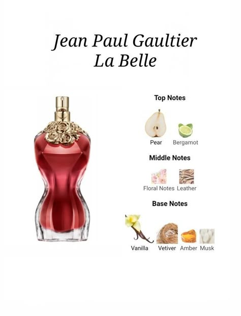 La Belle Perfume, Perfume Fruity, Jean Paul Gaultier La Belle, Perfume Jean Paul, Winter Perfume, Perfume Notes, Designer Fragrance, Popular Perfumes, Hair Care Recipes