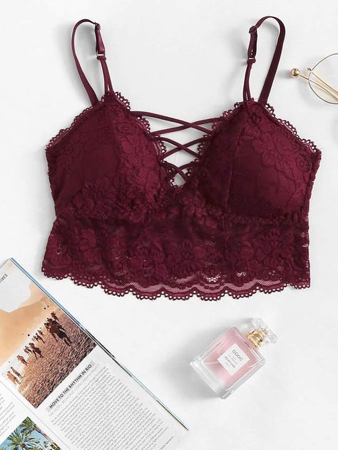 SheinShein Scalloped Trim Lace Bralette Women Bras, Bustiers, Shein Style, Bra Women, Lace Bralette, Bra Lingerie, Women Lingerie, Floral Lace, Fashion News