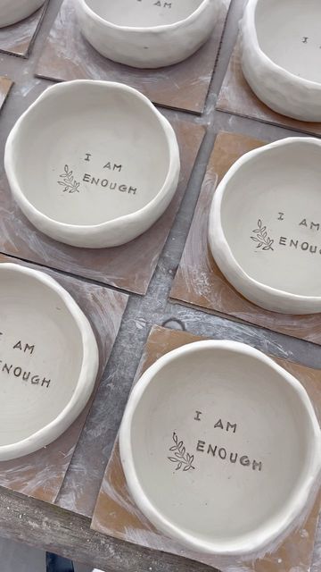 Pottery With Words, Ceramics With Words, Clay Workshop, Bowl Logo, Diy Keramik, Meditation Bowl, Ceramic Cafe, Air Dry Clay Ideas, Dry Clay Ideas