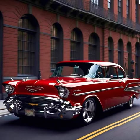 57 Chevy Bel Air, Classic Cars Chevy, Automobile Advertising, Cool Old Cars, Old Vintage Cars, Chevy Muscle Cars, 57 Chevy, American Classic Cars, 1957 Chevrolet