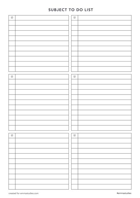 . A simple and easy to use to do list that can be used for any subject. Great for students, teachers, and anyone else who needs to keep track of their tasks. Download the PDF for free and start organizing your life Subject To Do List Template, To Do Lists Templates, Student Checklist Template, Goodnotes Checklist Template, Good Notes To Do List Template, Subject Schedule Template, Checklist Template Printables, Study To Do List, Goodnotes To Do List