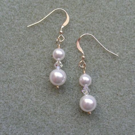 [SponsoredPost] Gold Filled Earrings With Pearls And Crystals From Swarovski 10.00 #earringshandmadebeaded Pearl And Crystal Earrings, Small Diy Earrings, Pearl Earrings Diy Ideas, Pearl Beads Earrings, Earring Handmade Ideas, Beads Earrings Handmade, Beads Earing Ideas, Diy Earings Ideas With Beads, Diy Bead Earrings Ideas