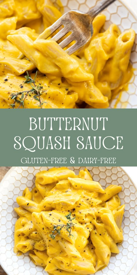 Squash Gluten Free Recipes, Gluten Free Dairy Free Quick Meals, Gf Dairy Free Pasta Recipes, Best Dairy Free Pasta Recipes, Butternut Squash Pasta Sauce Dairy Free, Dairy Free Squash Recipes, Gluten And Dairy Free Sauces, Gluten Free Sauces For Pasta, Vegan Butternut Squash Sauce