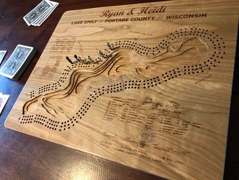 Unique Cribbage Board, Custom Cribbage Board, Cabin Gifts, Cabin Getaway, Game Room Bar, Cnc Ideas, Cribbage Board, Laser Projects, Board Wall