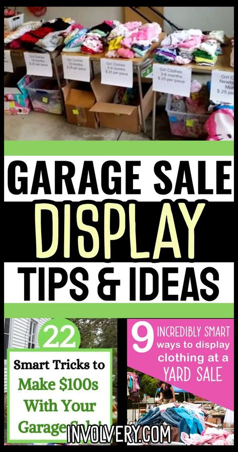 Garage Sale Organization Tips and Tricks To Organize A Money-Making Yard Sale Event - Clever DIY Ideas Garage Sale Jewelry Display Ideas, Ways To Display Clothes At A Garage Sale, Tips For A Successful Garage Sale, Clever Garage Sale Signs, Easy Yard Sale Set Up, Garage Sale Cash Box Ideas, Setting Up Yard Sale Ideas, Yard Sale Without Tables, Clever Yard Sale Signs