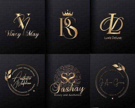 Etsy Logo Aesthetic, Nail Studio Logo Design, Best Logo Design Creative, Luxury Logo Design Gold, Silver Logo Design, Modern Luxury Logo Design, Make Up Logo, Golden Logo Design, Aesthetics Logo