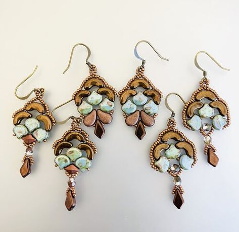 Gemstones Chart, Native American Patterns, Duo Beads, One Earring, Bronze Earrings, Earring Designs, Seed Bead Tutorial, Beaded Earrings Patterns, Beading Needles