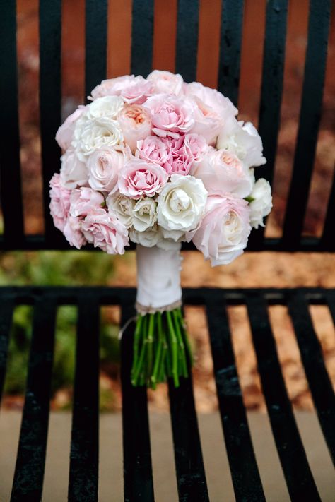 Pale Pink Garden Rose and Carnation Wedding Bouquet Pink Prom Flowers, Pale Pink Wedding Bouquet, Pale Pink Wedding Flowers, Carnation Wedding Bouquet, Pale Pink Bouquet, Garden Rose Bouquet Wedding, Garden Roses Wedding, Pink Garden Rose, Pale Pink Wedding