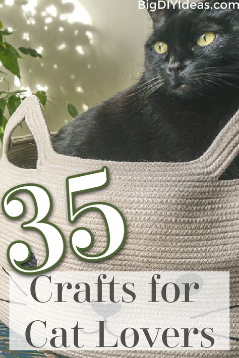 Are you a fan of cats?! Well, you've come to the right place! They're cute, they're cuddly, they... are sometimes jerks. But we forgive them because of the first two things! This list is a collection of amazing crafts and DIY projects that you can do as a cat/craft lover or you can make them for gifts to give out to your friends and family. Give them a try! Diy Cat Lover Gifts, Cat Projects Diy Ideas, Gifts For Cat Lovers Diy, Cat Crafts To Sell, Diy Cat Gifts, Cat Themed Furniture, Cat Themed Crafts, Cat Craft Ideas, Diy Cat Crafts