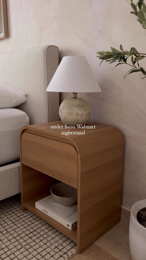 MUSEHOMEINC Modern Solid Wood … curated on LTK Room With One Nightstand, Minimal Bedside Table Design, Minimal Side Table Bedroom, Side Table Dresser, Platform Bed Side Tables, Bedside Table Walnut, Night Stand Accessories, Nightstand Styling Modern, One Nightstand Bedroom Ideas