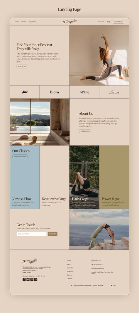 🌐Home page for yoga studio website #YogaLife #WellnessJourney #YogaInspiration #HealthyLiving #Mindfulness #YogaCommunity #Yogastudio #Yogawebsite #webdesign #aesthetic #aestheticphoto #blanding #yogastudiobranding Yoga Business Aesthetic, Yoga Studio Marketing, Yoga Website Template, Yoga Website Inspiration, Yoga Studio Social Media, Yoga Teacher Website, Dance Studio Website, Spiritual Website Design Inspiration, Yoga Website Design Inspiration