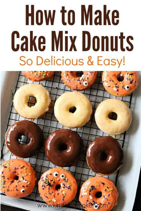 Cake Mix Doughnuts, Cake Mix Donuts Recipe, Donat Glaze, Cake Mix Donuts, Cake Donuts Recipe, Doughnut Recipe Easy, Easy Donut Recipe, Baked Donut, Easy Donuts