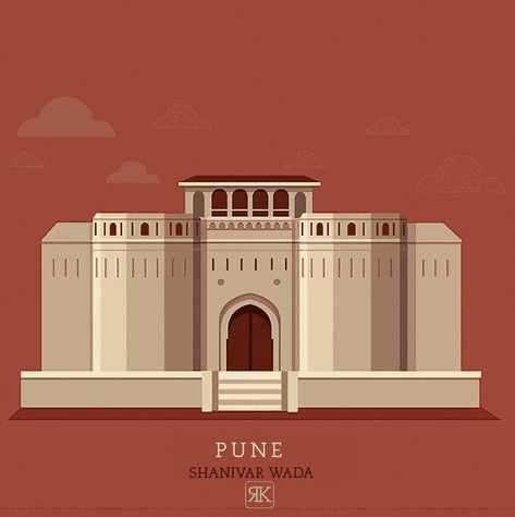 pune city icon - Google Search Indian Landmarks, Shaniwar Wada, Ahmedabad City, Indian Monuments, Flat Building, Pune City, Illustration City, Library Shelf, City Posters