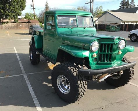 1959 Willys Jeep Pickup Truck F4 134 Lifted V8 runs well and Looks awesome! Up for auction is a 1959 Jepp Willys pick up truck. Below are the highlights: Ford V 8 – 289 cid (4.7 liter) with Holley Carburetor Rebuilt transmission 4 speed (shifts flawlessly) Hi and Low 4 wheel drive Custom rims with... Jeep Pickup For Sale, Willis Pickup, Custom Trucks For Sale, Holley Carburetor, Jeep Pickup Truck, Custom Rims, Pickup Trucks For Sale, Willys Wagon, Badass Jeep