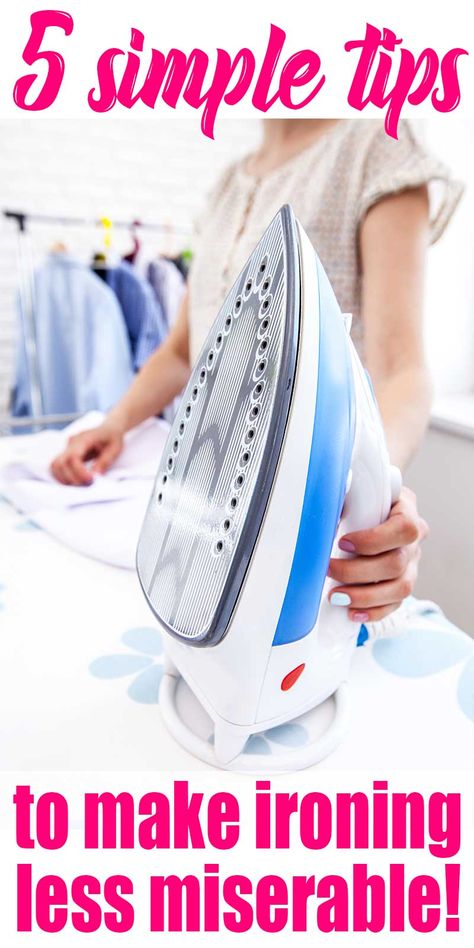 Ironing clothes can be a miserable task if you let it! Follow these 5 tips to make ironing your clothes easier and less horrible! #laundry #ironing #ironingtips #rowenta Ironing Clothes Tips, Ironing Tips And Tricks, Ironing Business, Ironing Hacks, Cleaning Ads, Housewife Life, Daily Cleaning Routine, Arm And Hammer Super Washing Soda, Shower Cleaning Hacks