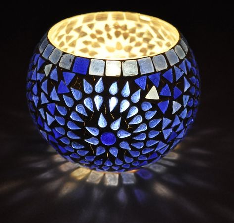 Mosaic Candle Holders Diy, Tea Candle Holder, Mosaic Candle Holders, Mosaic Candle, Turkish Mosaic Lamp, Tea Candle Holders, Tea Light Candle Holders, Teal Light, Tea Candle