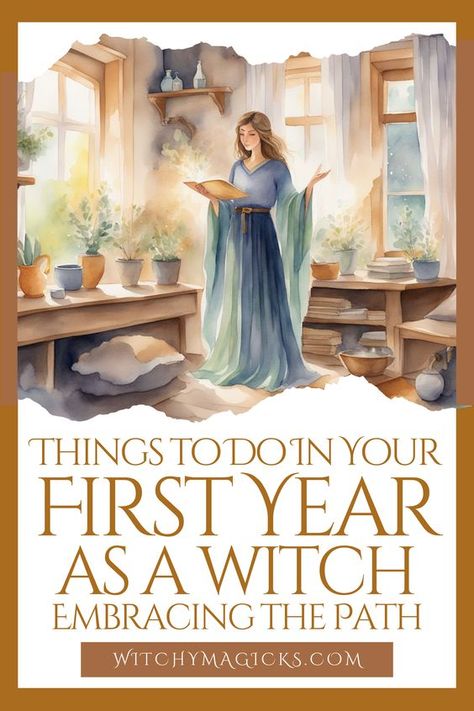 Embark on your journey as a witch with confidence and clarity. Discover essential practices, rituals, and tips to help you embrace the craft in your first year. From learning the basics of spellwork to connecting with nature and celebrating the Wheel of the Year, this guide is perfect for beginners seeking to fully embrace their magical path.  #NewWitch #WitchcraftForBeginners #FirstYearWitch #EmbraceTheCraft #WitchyWisdom #SpiritualJourney #WitchLifeTips #Witchcraft #WitchyMagicks Things To Research As A Beginner Witch, Witchcraft For Beginners Learning, Witchcraft Resources, Learn Witchcraft, Witchy Practices, Beginner Witch Tips, Christian Witchcraft, Celtic Wicca, Witches Grimoire