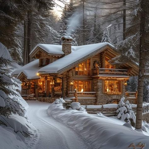 Winter Lodge Exterior, Winter Chalet Exterior, Ski Cabin Exterior, Winter Cabin Exterior, Luxury Winter Cabin, Ski Chalet Exterior, Cliff Architecture, Chalet Exterior, Winter Cabins