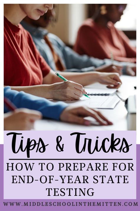 This blog post shares about strategies for preparing for end-of-the-year high-stakes testing to make your students feel confident! These strategies for state testing prep and end-of-year testing encouragement will help you practice intentionally, teach testing strategies, and help your students do their best! Perfect for elementary and middle school math or ELA teachers and administrators! Read this post today! Test Taking Strategies For Middle School, State Testing Prep, Testing Encouragement, Maths Activities Middle School, Math Activities Elementary, Middle School Math Classroom, Test Taking Strategies, Testing Strategies, School Testing