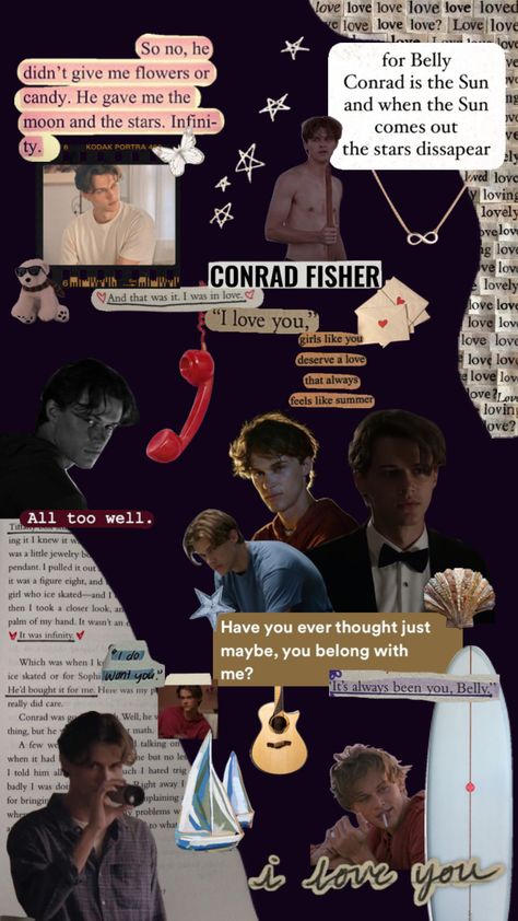 Conrad Fisher Sticker, Conrad Fisher Aesthetic Wallpaper, Conrad Fisher Wallpaper, Belly And Conrad Aesthetic Wallpaper, Conrad Fisher Wallpaper Collage, Conrad Fisher Collage, Connie Fisher, Pretty Movie, Chris B