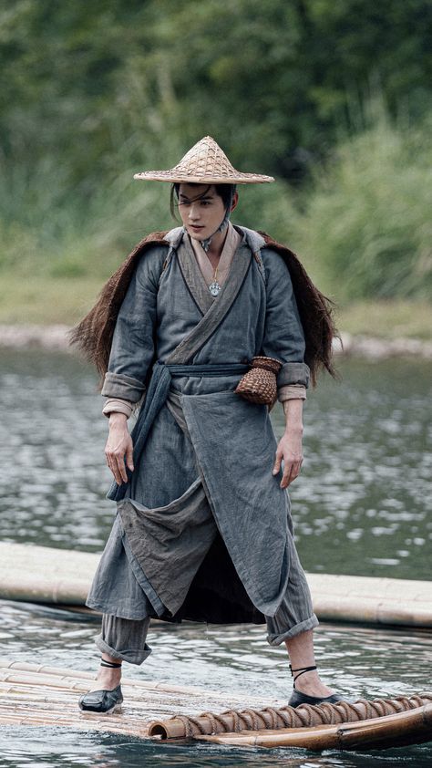 Modern Hanfu Men, Taiwanese Clothing, Chinese Men's Clothing, Ancient Japanese Clothing, Xu Zheng Xi, Forest Wanderer, Hanfu Male, Samurai Clothing, Farmer Outfit