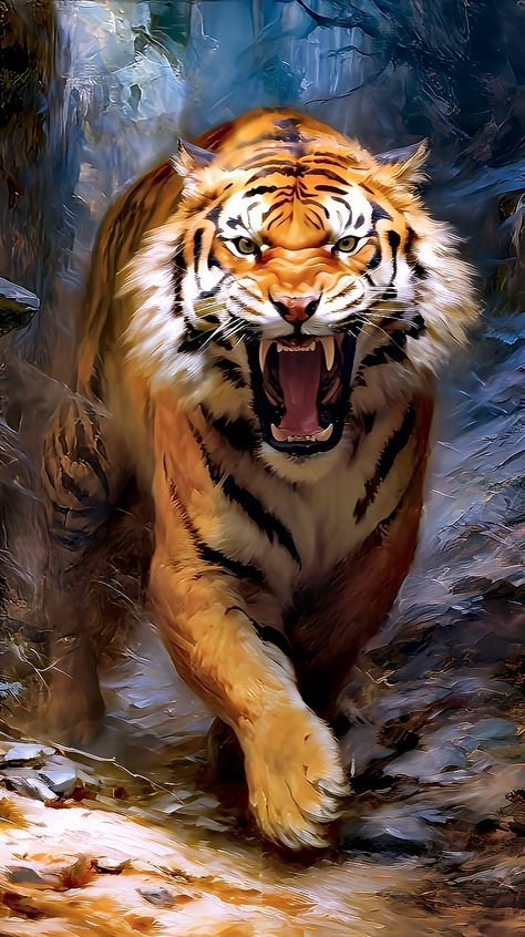 Tiger Walking, Tiger Images, Wild Animal Wallpaper, Tiger Artwork, Lion Photography, Tiger Painting, Tiger Pictures, Wild Animals Pictures, Animal Portraits Art