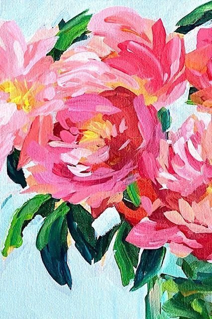 How To Paint Peonies Step By Step, Flowers Paintings Acrylic, Pink Peony Painting, Peony Acrylic Painting Tutorial, Pink Peonies Painting, Easy Peony Painting, Paintings Of Peonies, How To Paint Peonies Acrylic, Painting Florals Acrylic