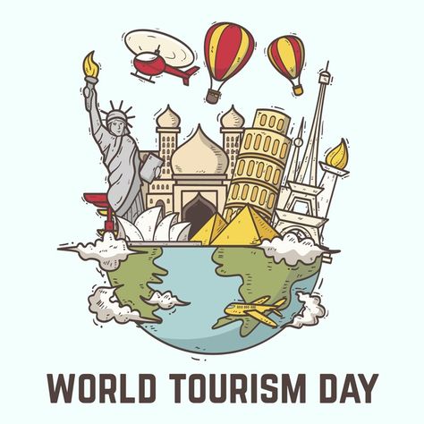 Tourism Drawing Ideas, Tourism Poster Drawing, Poster On Tourism, Tourism Day Poster, Tourism Drawing, Tourism Student, Tourism Illustration, Tourism Design, World Tourism Day